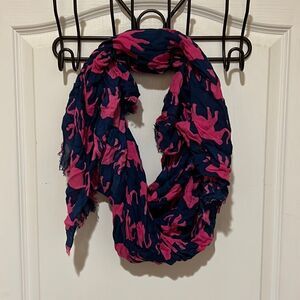 New Pink and Blue Elephant scarf with frayed edge